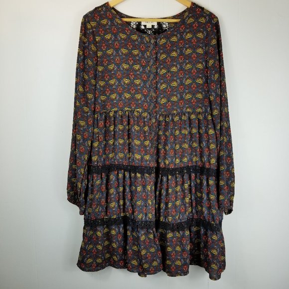 Taylor & Sage Brown Lace Boho Dress - Picture 1 of 10